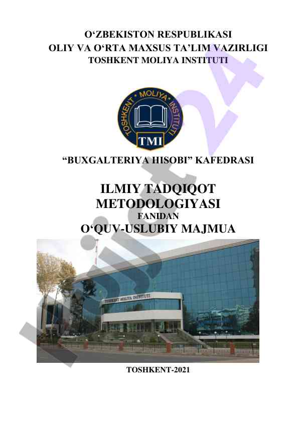 Buxgalteriya hisobi fanidan o'quv-uslubiy majmua