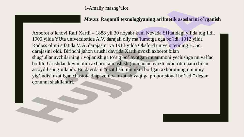 Raqamli texnologiyalar rivojlanishining asoslari