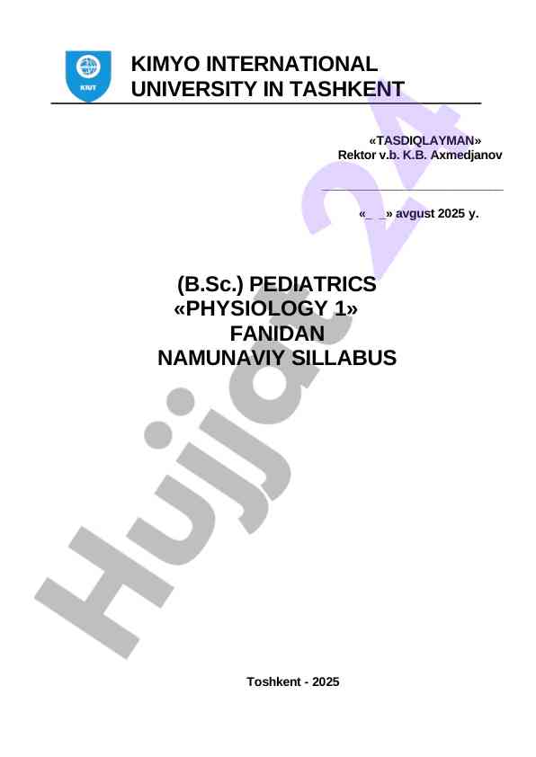 Namunaviy sillabus pediatriya fani physiology 1