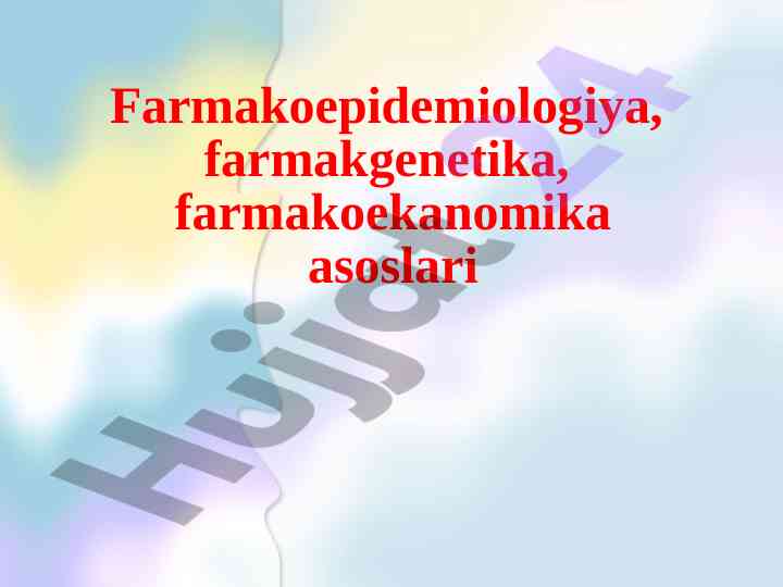 Farmakoepidemiologiya asoslari va tahlillari