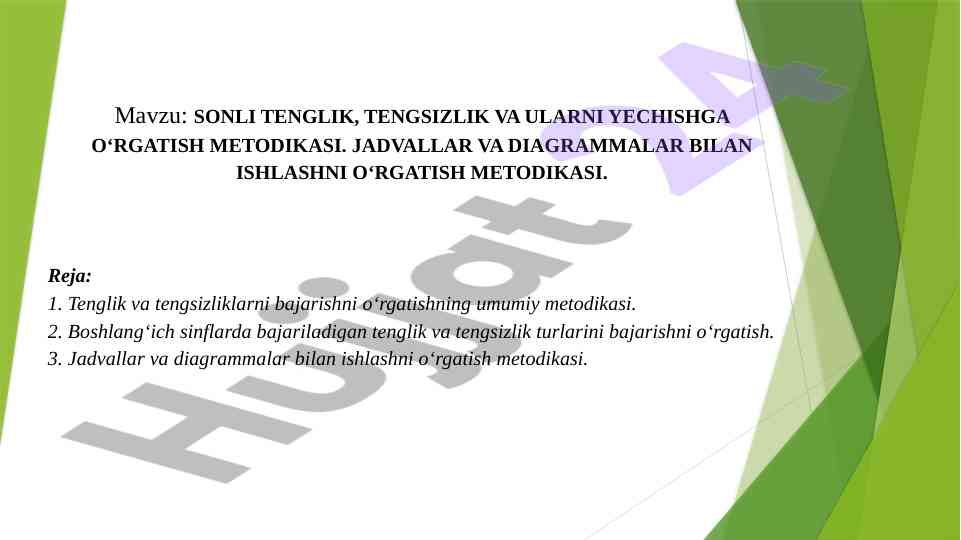 Sonli tenglik va tengsizlikni o‘rgatish metodikasi
