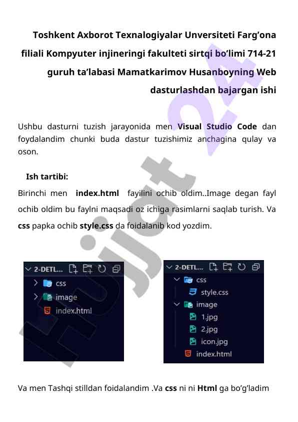Web dasturlash bo‘yicha kurs ishlari