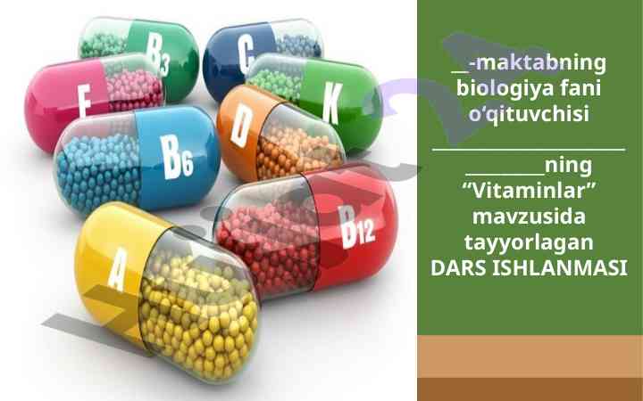 Vitaminlar mavzusida dars ishlanmasi