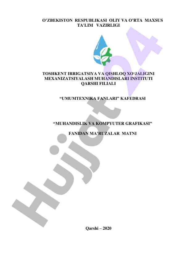 Muhandislik va kompyuter grafikasi fanidan ma’ruzalar