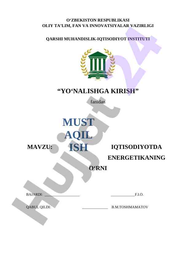 Iqtisodiyotda energetikaning o‘rni
