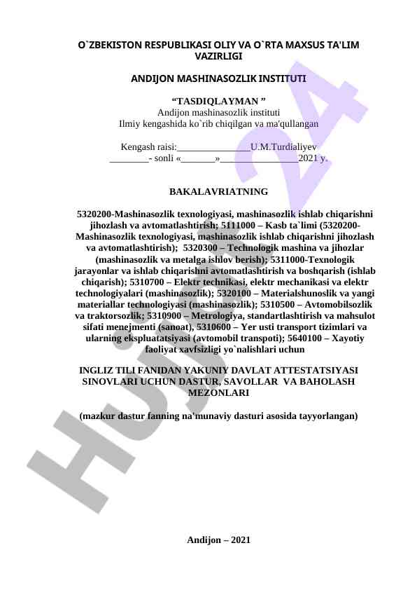 Bakalavriat reja va ta'lim yo'nalishlari