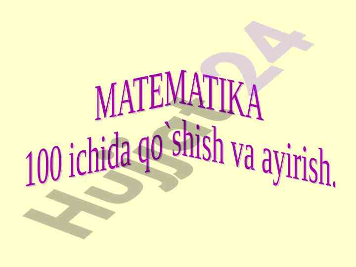 Matematika amallari va komponentlar taqdimoti