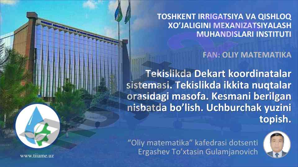 Dekart koordinatalar sistemasida masofa hisoblash