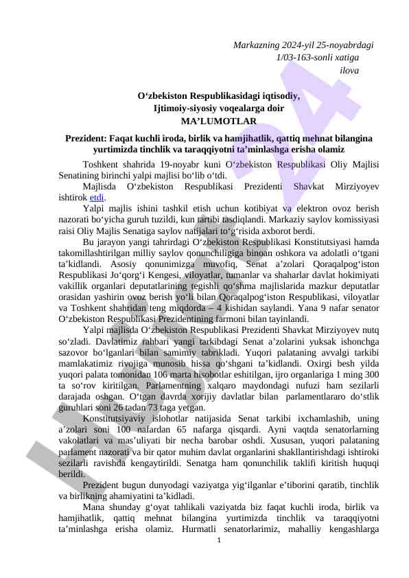 O‘zbekiston iqtisodiy va ijtimoiy voqealar statistikasi