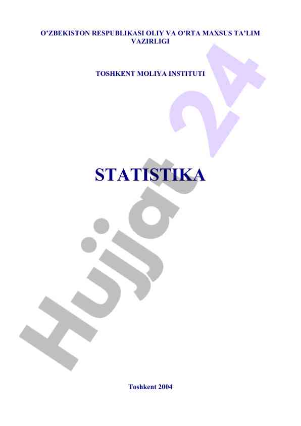 Statistika darsligi moliyaviy ta'lim uchun