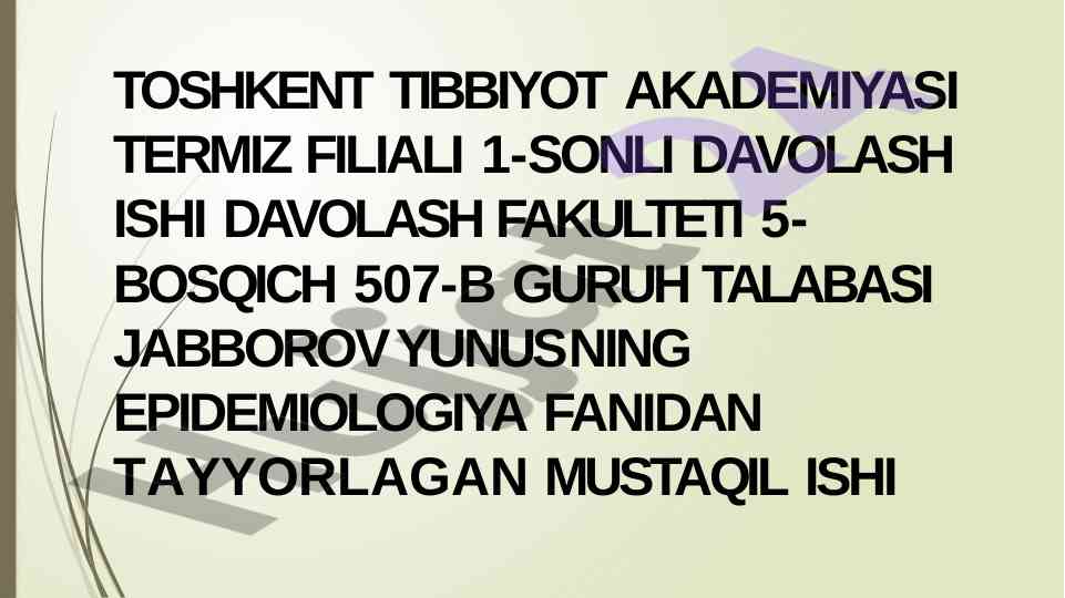 Karantin va o‘ta xavfli infeksiyalar bilan kasallangan bemorlarga