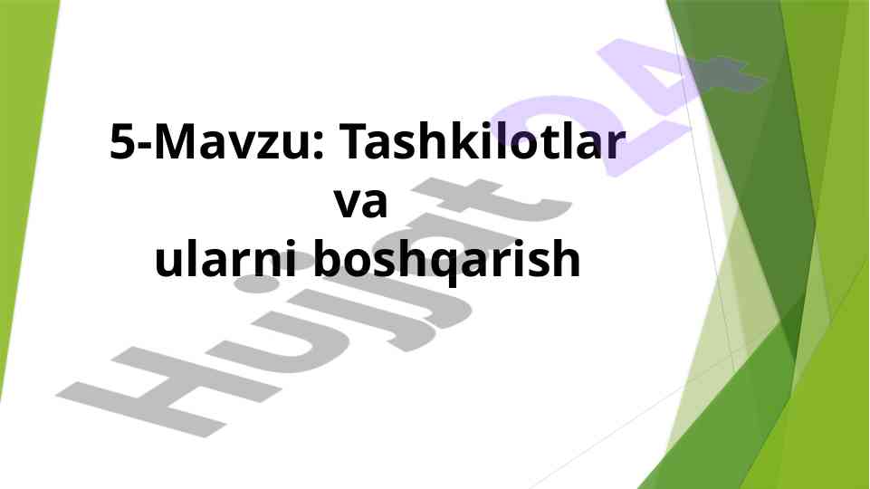 Tashkilotlar va ularni boshqarish tushunchalari