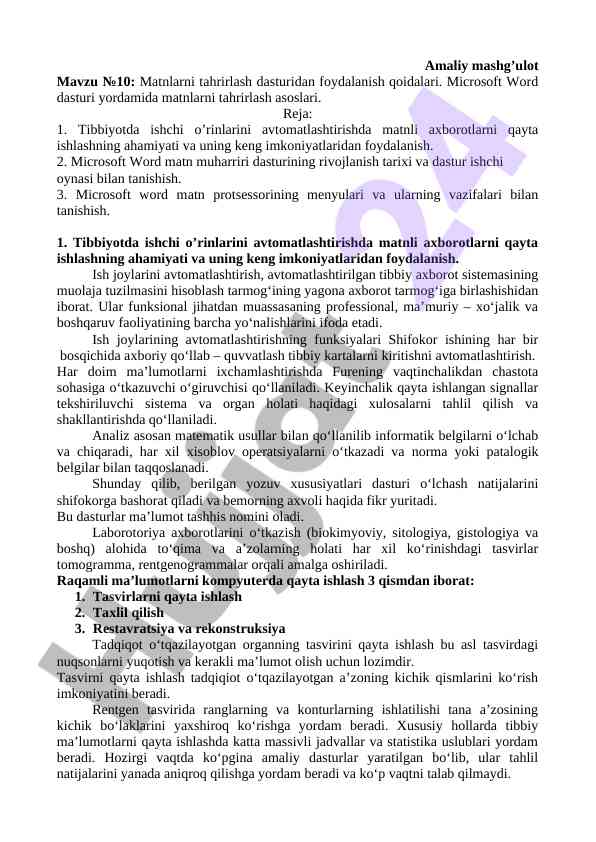 Matnlarni tahrirlash dasturidan foydalanish qoidalari