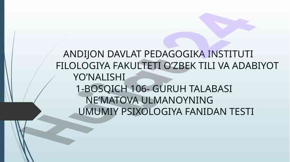 Umumiy psixologiya fanidan test savollari
