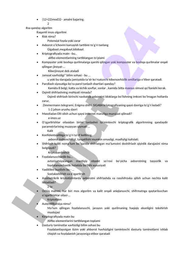 Kriptografiya va kiberjinoyatga qarshi choralar
