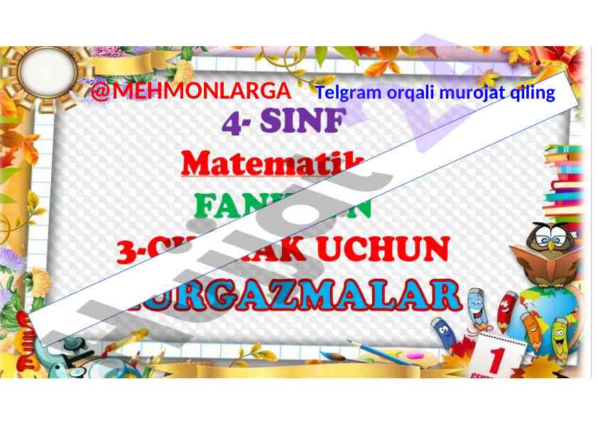 Kurs mazolari uchin 25 ta tulik olish