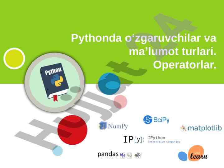 Python o‘zgaruvchilar va ma’lumot turlari