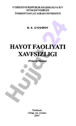 Hayot faoliyati xavfsizligi o'quv qo'llanmasi