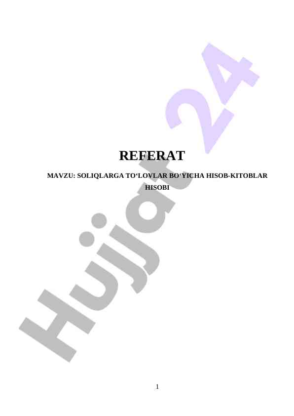 Soliqlarga to‘lovlar bo‘yicha hisob-kitoblar hisobi