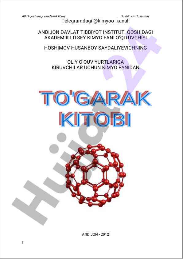 Kimyoviy moddalar ro'yxati va ularning formulalari