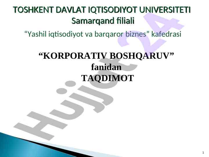 Korporativ boshqaruvning rivojlanish tendensiyalari