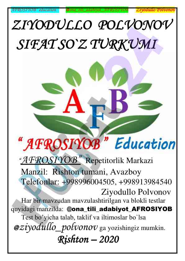 Sifat soz turkumi testlari bilan tanishing