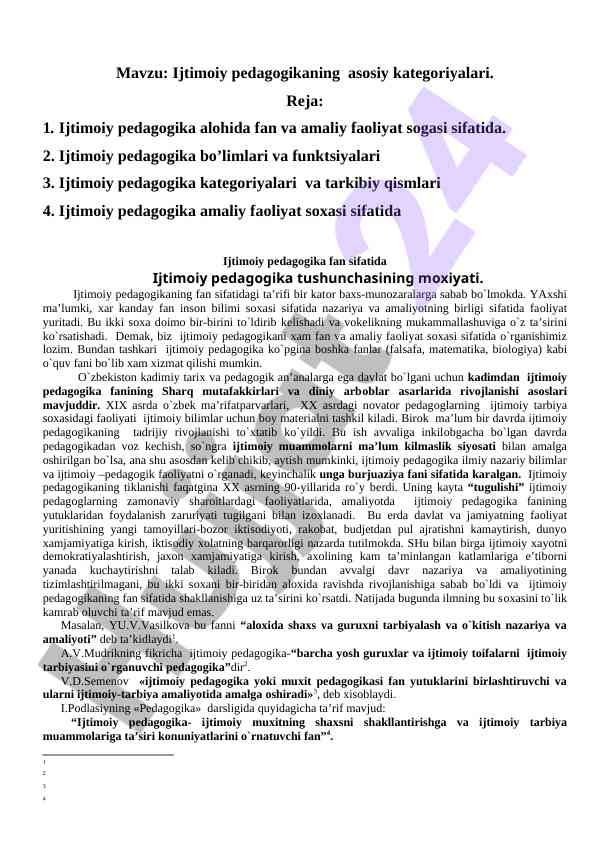 Ijtimoiy pedagogikaning asosiy kategoriyalari