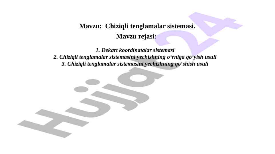 Chiziqli tenglamalar sistemasida masalalar yechish