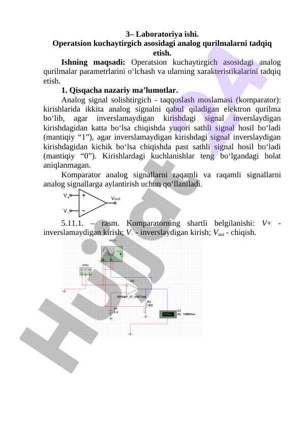 Operatsion kuchaytirgich asosidagi analog qurilmalar