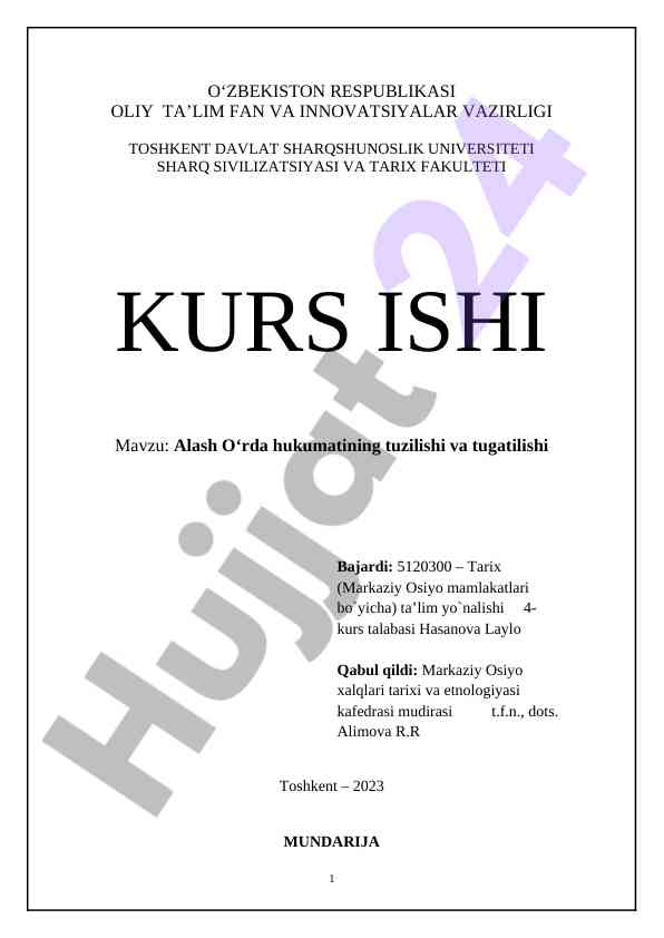 Alash o'rda hukumatining tuzilishi va tugatilishi