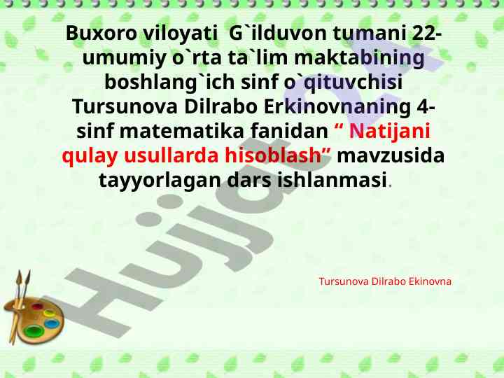 Matematika derzi qulay usullarda hisoblash