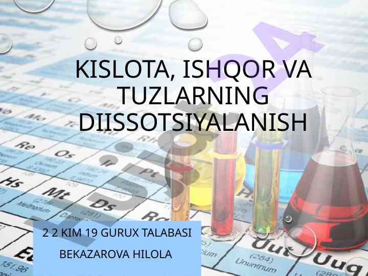 Kislota va asoslarning dissotsiatsiya jarayoni