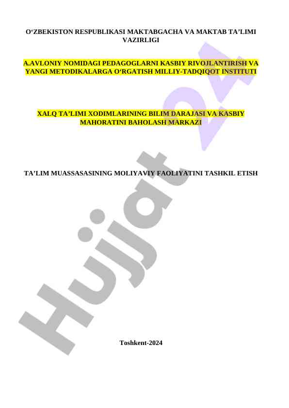 Taʼlim muassasasining moliya faoliyatini tashkil etish