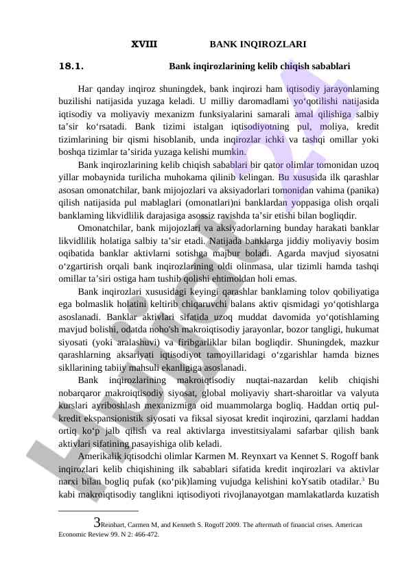 Bank inqirozlari va ularning kelib chiqish sabablari