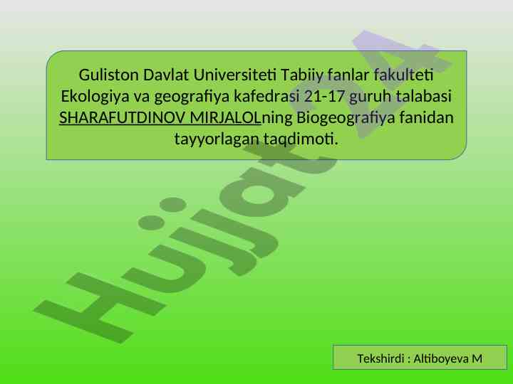 Biosfera va inson faoliyati taqdimoti