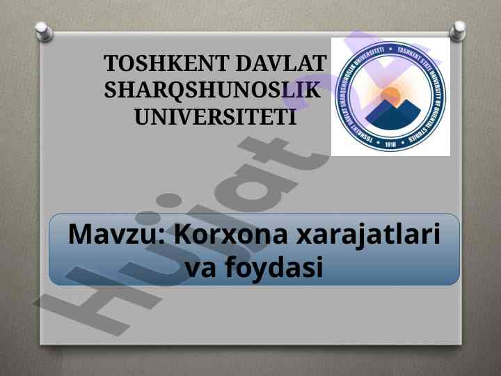 Korxona xarajatlari va foydasi nazariyasi