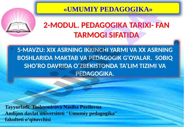 Xix asrda maktab va pedagogik g‘oyalarning tarixi