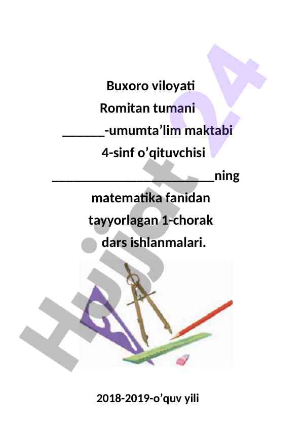 Matematika fanidan 1-chorak dars ishlanmalari