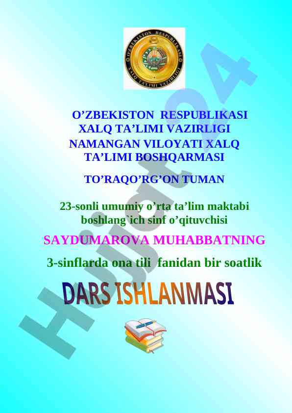 Fe’l – so’z turkumiga oid 3-sinflar mavzusi