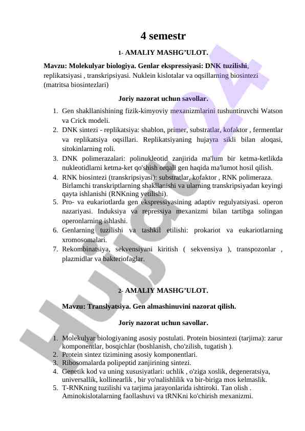 Molekulyar biologiya va gen ekspressiyasi