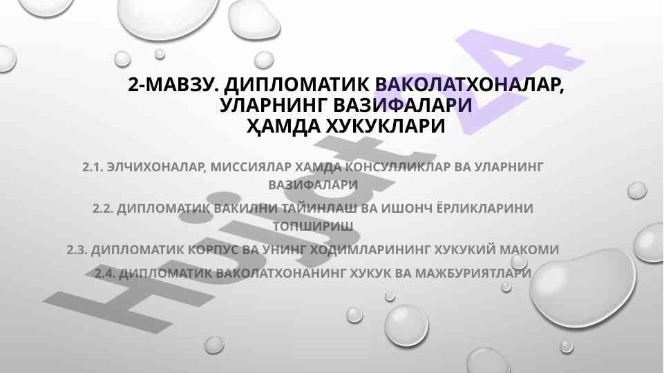 Diplomatik vakolatxonalar va ularning vazifalari