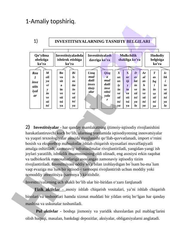Investitsiyalar va iqtisodiy rivojlanish tahlili