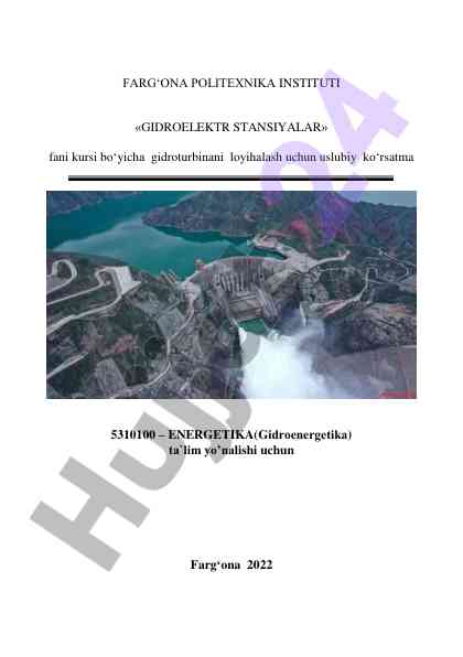 Gidroelektr stansiyalariga oid uslubiy ko‘rsatma