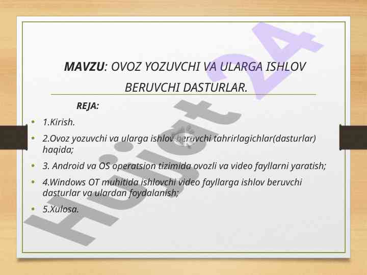 Ovoz yozuvchi va ularni tahrirlash dasturlari