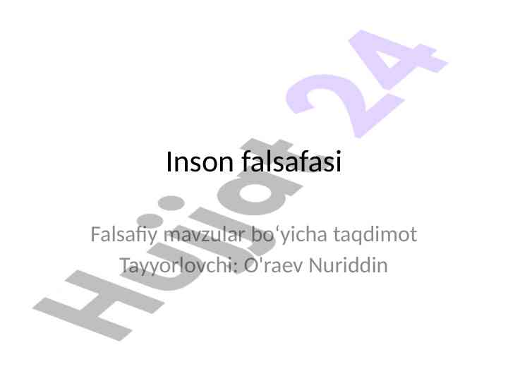 Inson falsafasi va uning asosiy mavzulari