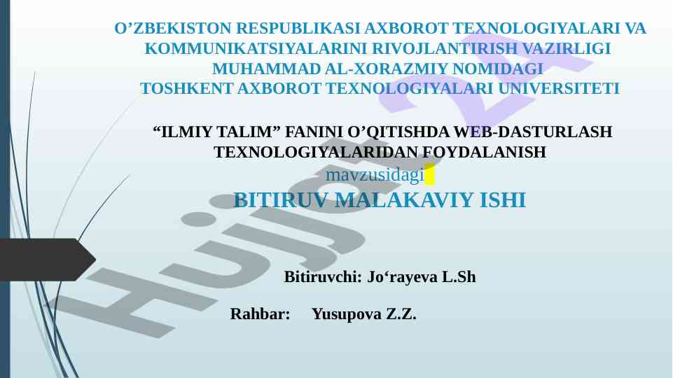 Web-dasturlash texnologiyalarida ilmiy ta’lim