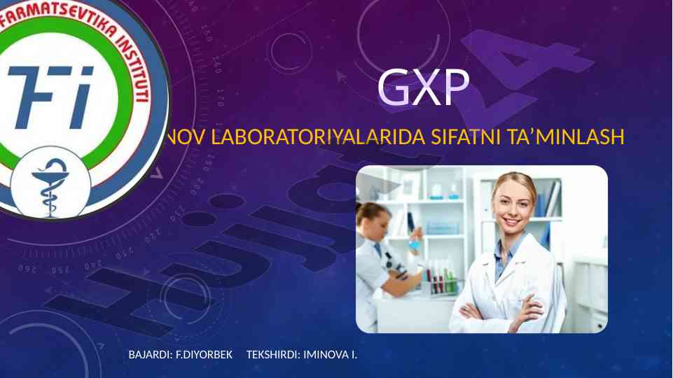 Sinov laboratoriyalarida sifatni ta’minlash reja