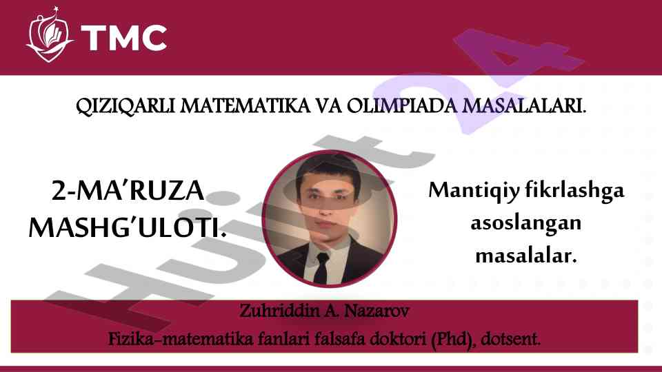 Mantiqiy fikrlashga asoslangan masalalar