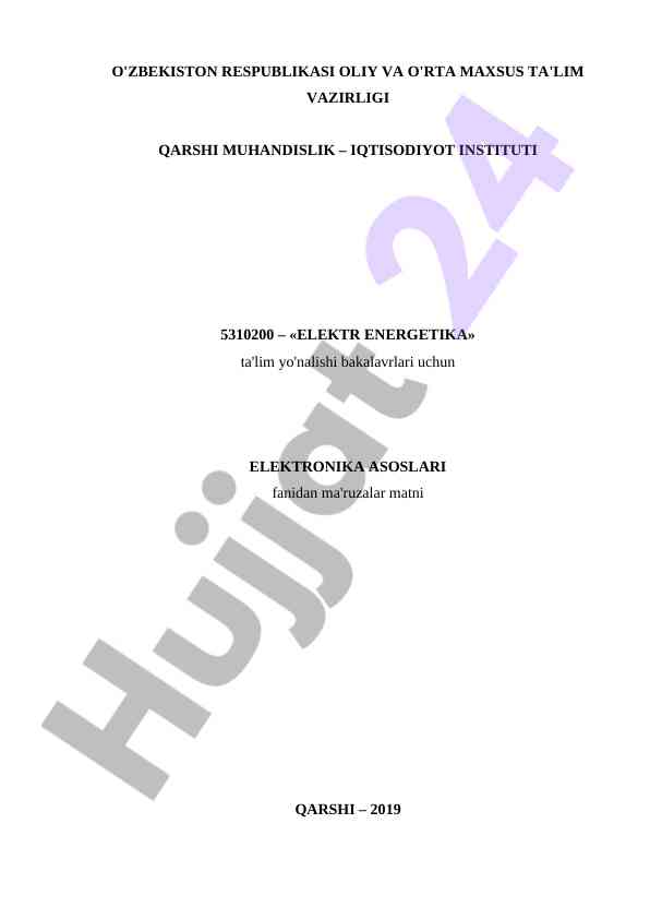 Elektronika asoslari ma'ruzalar matni