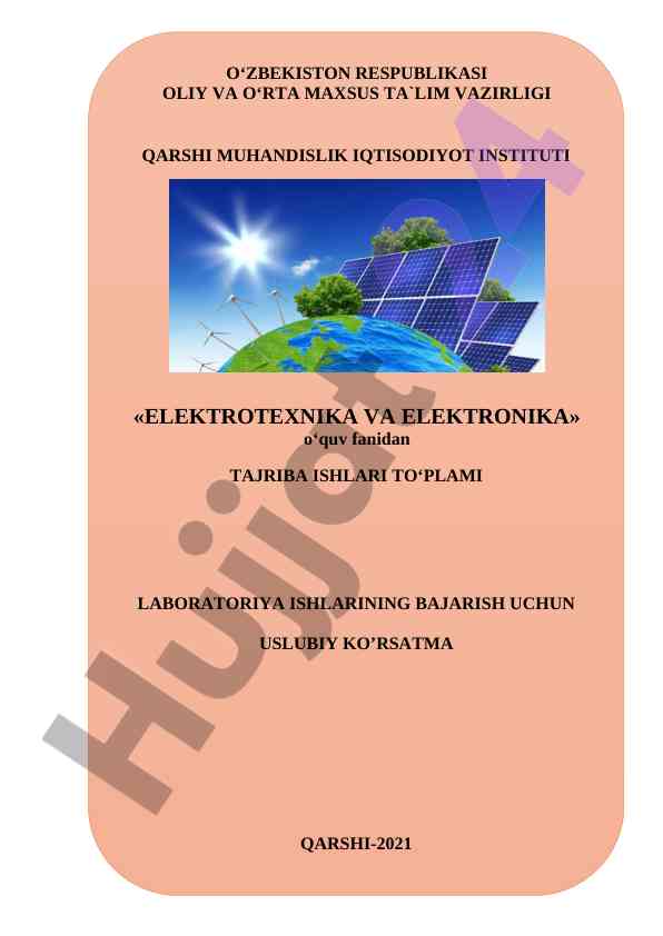 Uslubiy ko‘rsatma elektronika tajriba ishlari
